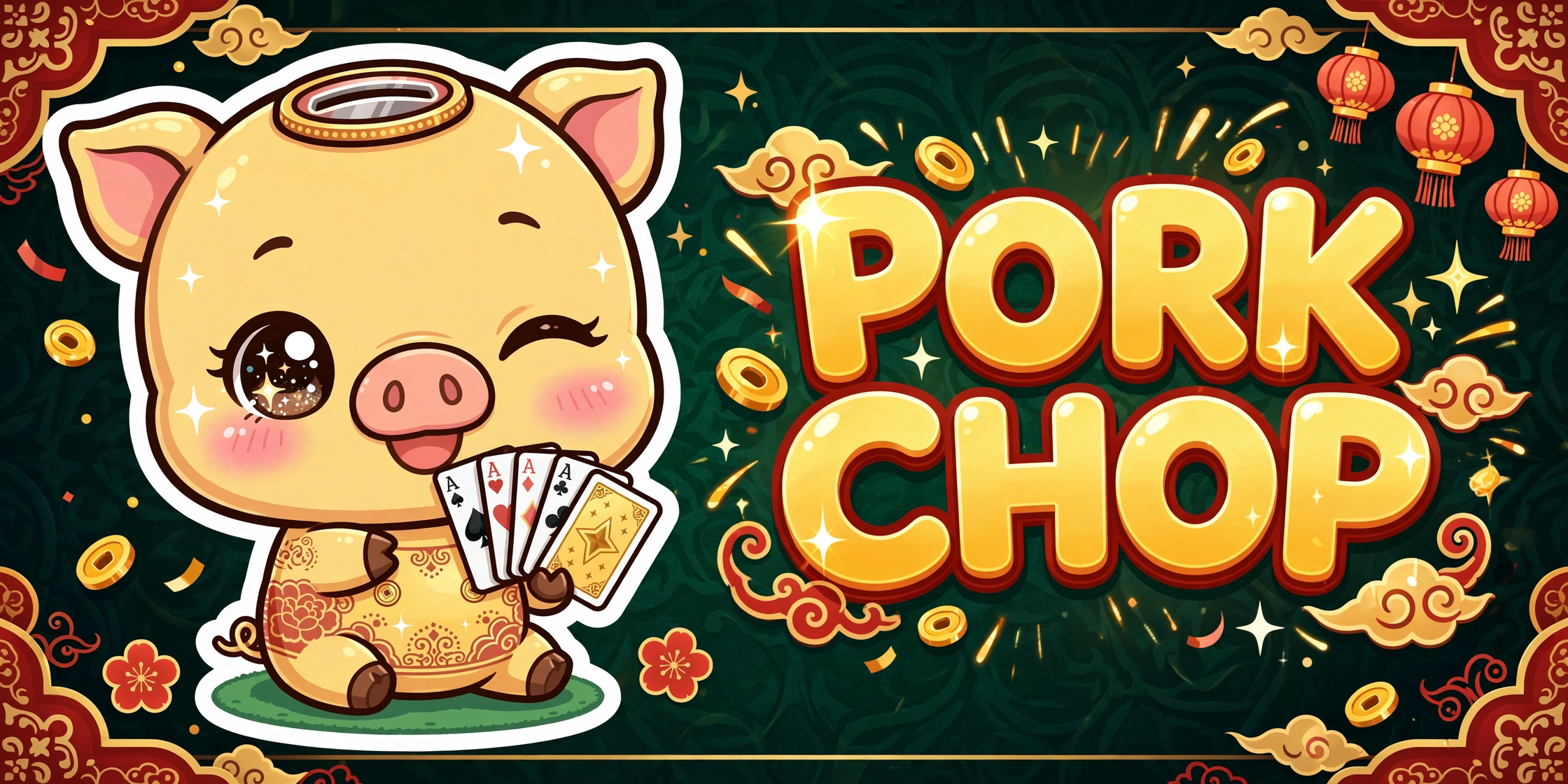 Pork Chop — lucky pig with cards